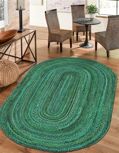 Green 152cm x 245cm Braided Chindi Oval Rug | AU Rugs