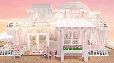 Bloxburg : Pink Cafe Tour & Speedbuild Part 1 | Pink cafe, Cafe house ...