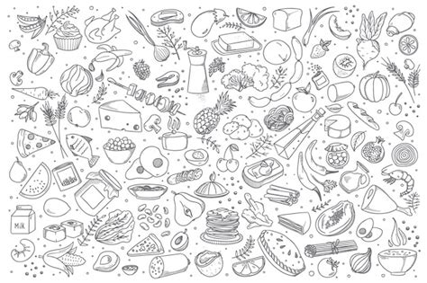 Premium Vector | Food doodle set