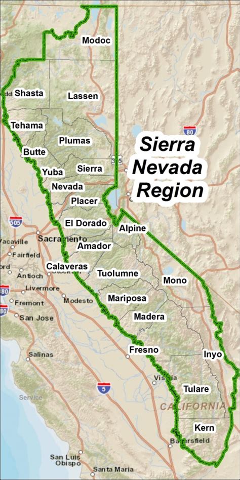 North America - Map Eastern Sierras California | Printable Maps