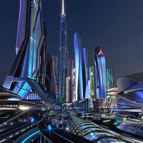 3D Future City Next Night model - TurboSquid 1740914