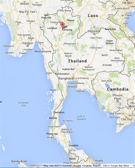 Lampang on Map of Thailand