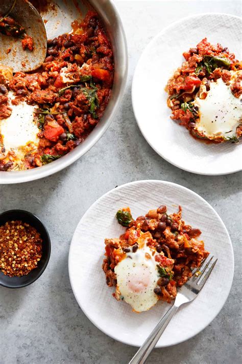 Saucy Chorizo Skillet Baked Eggs - Lexi's Clean Kitchen