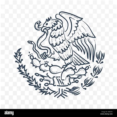 Mexico coat of arms, a symbol of the eagle and the snake. Black and ...