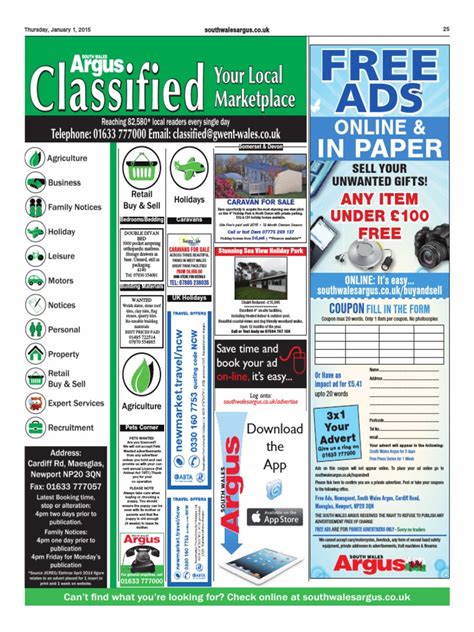 Argus Classified 010115 | PDF | Advertising | Business