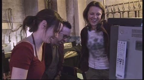 Saw 3 behind the scenes sharing some laughs is director Darren Lynn bousman & Shawnee smith ...