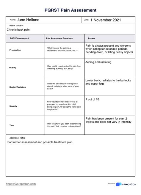 PQRST Pain Assessment & Example | Free PDF Download