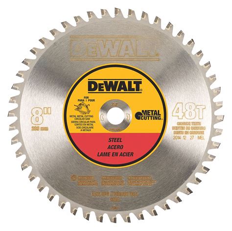 DEWALT Circular Saw Blade, Ferrous Metals, Steel Materials Cut, 8 in Blade Dia., 5/8 in Arbor ...