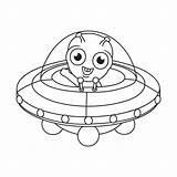 Coloring Book For Kids Little alien Waving Inside ufo 17682909 Vector  sketch template