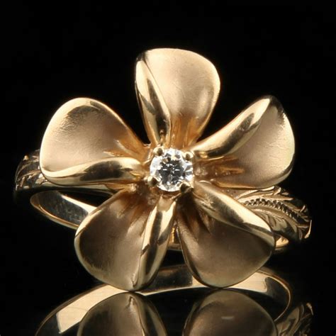 14K Yellow Gold Flower Ring : EBTH