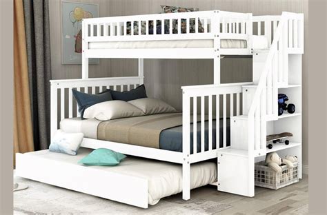 Staircase Trundle Bunk Bed with Shelves | The Sleep Factory