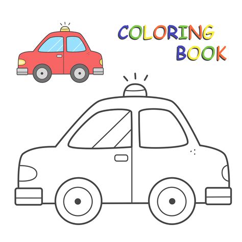 Children's coloring book with a car. Coloring page with cute cartoon ...