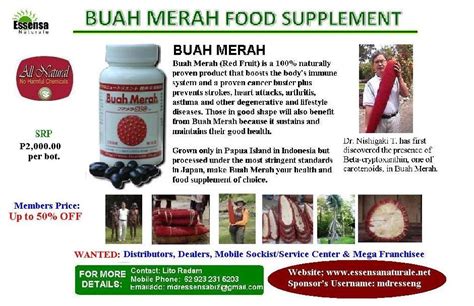 Essensa Naturale - Cebu: BUAH MERAH - Modern Medicine