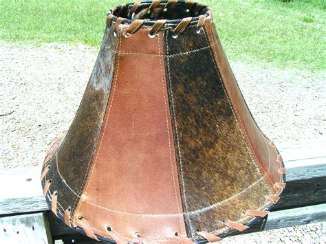 Western Cowhide Leather Lamp Shade Rustic Southwest 1300 bz - Lamp Shades