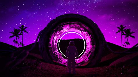 Download wallpaper 2560x1440 astronaut, ring, neon, glow, dark ...