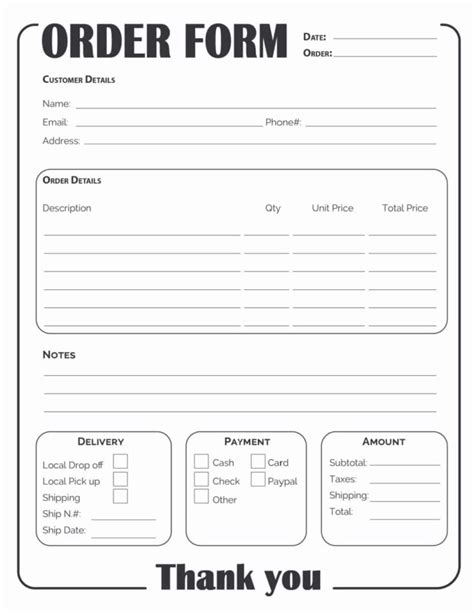 Order Forms Free Printable