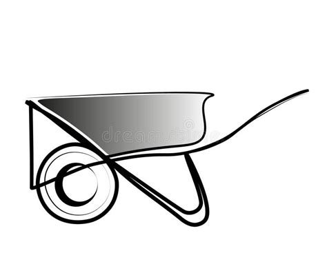 Continuous Drawing of a Wheelbarrow with One Line Stock Illustration ...