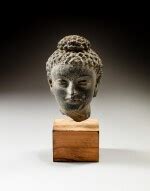 A grey schist head of a Buddha Ancient Region of Gandhara, 2nd - 3rd century | 犍陀羅 二至三世紀 灰片岩雕佛首像 ...