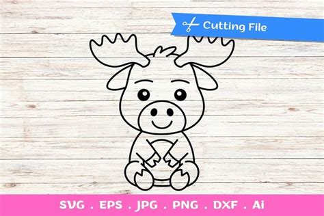 Outline Baby Moose SVG cut file for Cricut and Silhouette