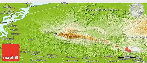 Physical Panoramic Map of W. Garo Hills (Tura)