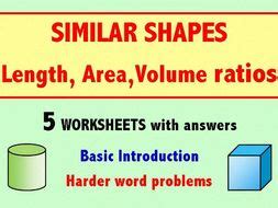 SIMILAR SHAPES : Length, Area, Volume Ratios | Teaching Resources