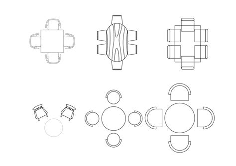 Dining Table And Chair Top View Free CAD Blocks DWG File - Cadbull