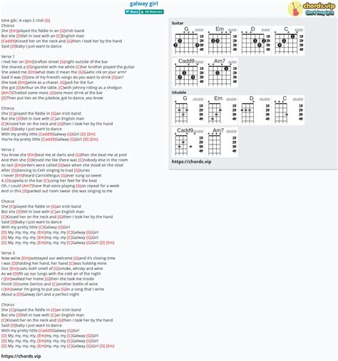 Hợp âm: galway girl - cảm âm, tab guitar, ukulele - lời bài hát | chords.vip