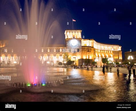 Republic Square at night, Yerevan, Armenia Stock Photo - Alamy