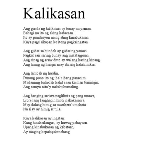 tula para sa kalikasan - Brainly.ph