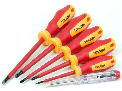 6pcs VDE Power Insulated 1000V Flat Phillips Handle Screwdrivers ...