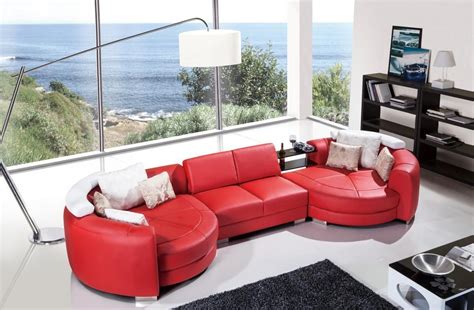 Sectional Upholstered in Real Leather with Comfortable Chaise Lounge | Sectional sofa with ...