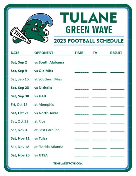 Sabrina Brooks Info: Tulane Football Schedule 2023 Printable