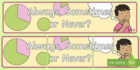 👉 Always, Sometimes or Never? Display Banner - Twinkl