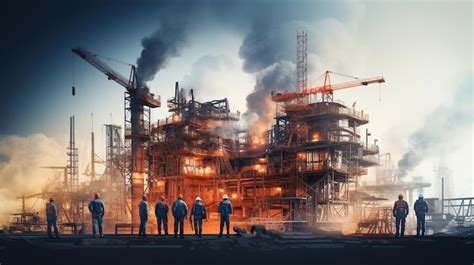 Premium AI Image | oil industry workers with factory and workers