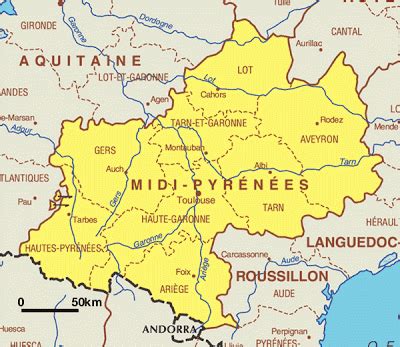 Carte Midi-Pyrénées Departement - Carte France Département Région