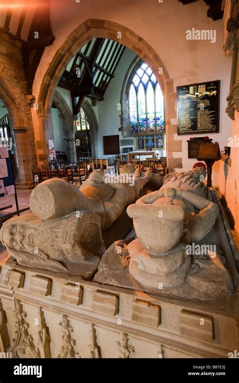 UK Gloucestershire Forest of Dean Newland All Saints Church interior the Joce effigies Stock ...