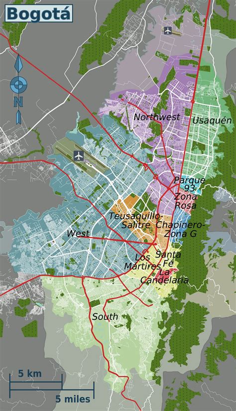 Detailed map of Bogota districts | Bogota | Colombia | South America | Mapsland | Maps of the World