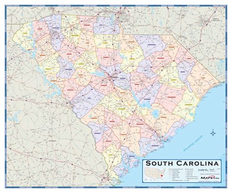 South Carolina Counties Wall Map by Maps.com - MapSales