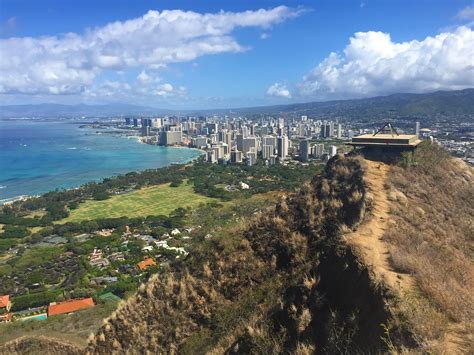 DIAMOND HEAD SUMMIT . . . The view of Waikiki Beach from atop Diamond ...