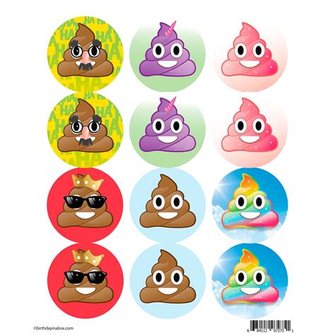 Emoji Poop Assortment Stickers (Sheet of 12) - Walmart.com