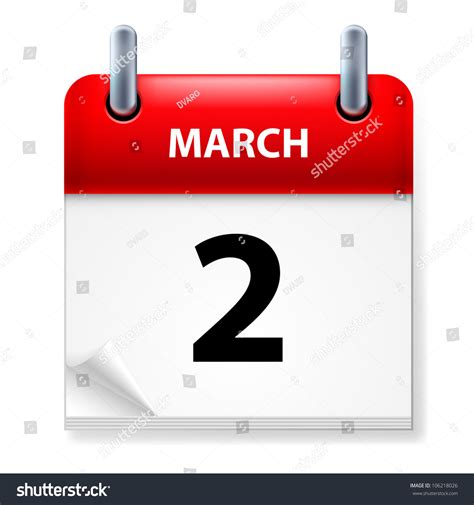 Second March In Calendar Icon On White Background Stock Vector 106218026 : Shutterstock