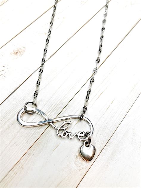 Love Infinity Necklace Silver Infinity Necklace Valentines | Etsy