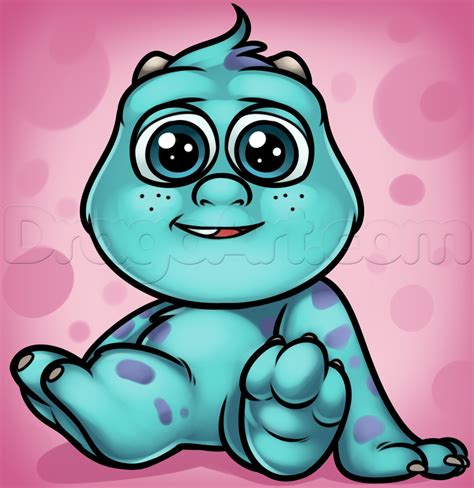 a blue cartoon character sitting on top of a pink background