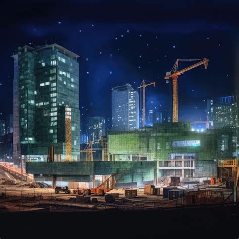 Premium AI Image | A nighttime background to a construction site