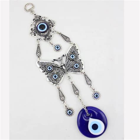 Butterfly Turkish Evil Blue Eye Glass Charm Wall Hanging Amulet Nazar ...