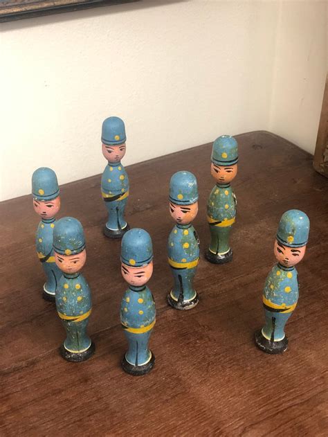 Vintage Retro Wooden Toy Soldier Figurine Set 10 Pieces Mid Century Modern Handpainted - Etsy