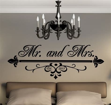 Items similar to Mr. and Mrs. Wall Art Vinyl Black Decal With Wedding Date In Flourish ...