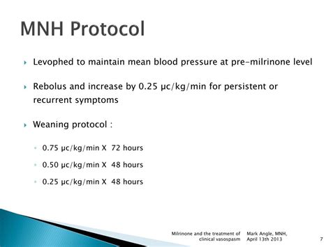 PPT - Milrinone and the treatment of clinical vasospasm : The MNH ...