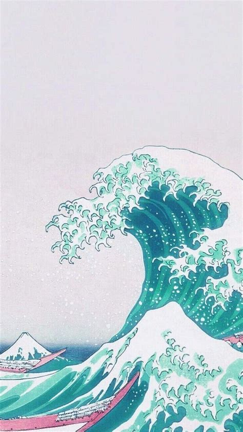 drawing of a tall, tidal wave, aesthetic iphone wallpaper | Iphone wallpaper drawing, Aesthetic ...