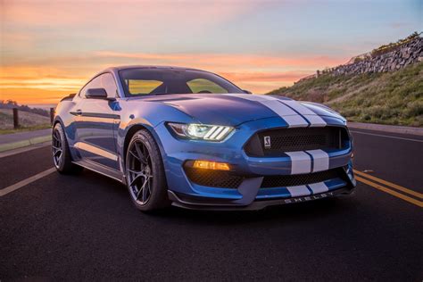 Blue Shelby GT350 completed with Project 6GR 10-TEN wheels in the R-spec setup - Project 6GR